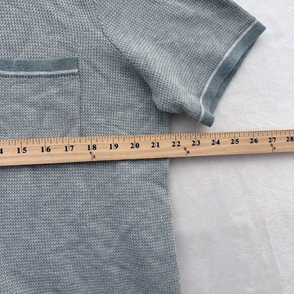 Marine Layer Wyatt Polo Shirt Mens M Blue Knit Merino Wool Blend Stretch Pocket - Picture 7 of 11